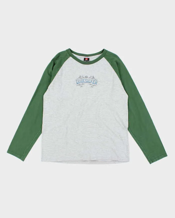 Vintage 2000's Quiksilver Long-sleeved Baseball T-Shirt - M sold by Rokit