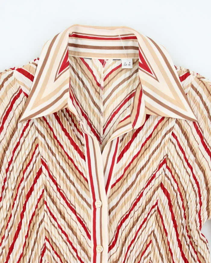 Vintage Y2k 00s Pleated Stripe Blouse - S sold by Rokit product image thumbnail 3