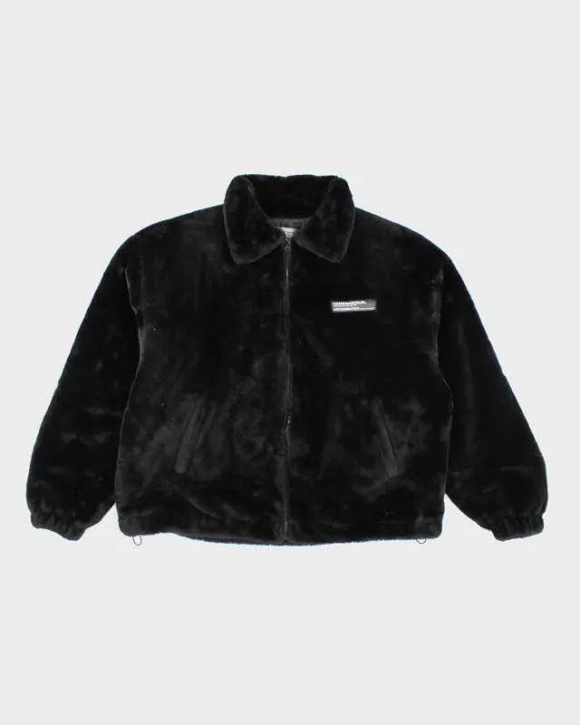 Harsh And Cruel Black Faux Fur Bomber Jacket - S sold by Rokit