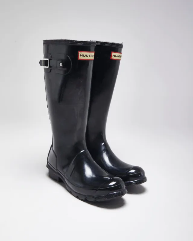 Hunter Black Wellington Boots - UK4 sold by Rokit