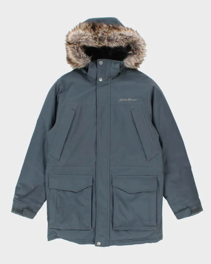 Eddie Bauer Grey WeatherEdge Hooded Coat - S sold by Rokit