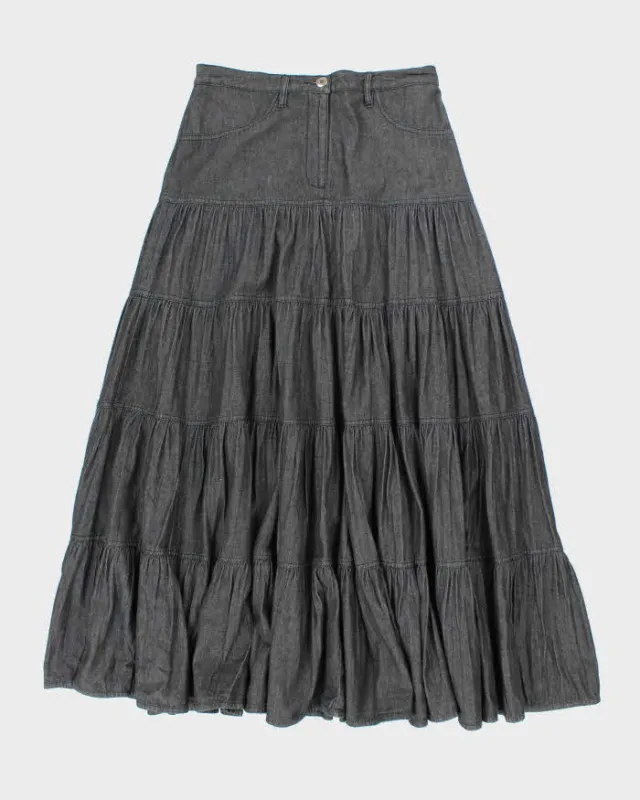 Vintage Y2k 00s Attitude Tired Denim Skirt - S sold by Rokit