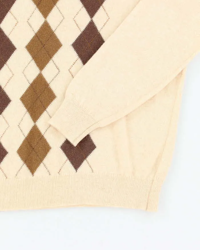 Vintage 90's Aquascutum Pringle Print V-Neck Lambswool Jumper - M sold by Rokit product image thumbnail 4