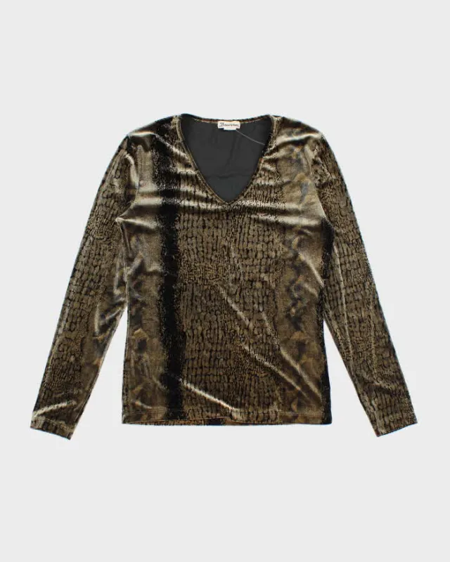 Vintage 90s Donovan Velvet Animal Print Top - M sold by Rokit