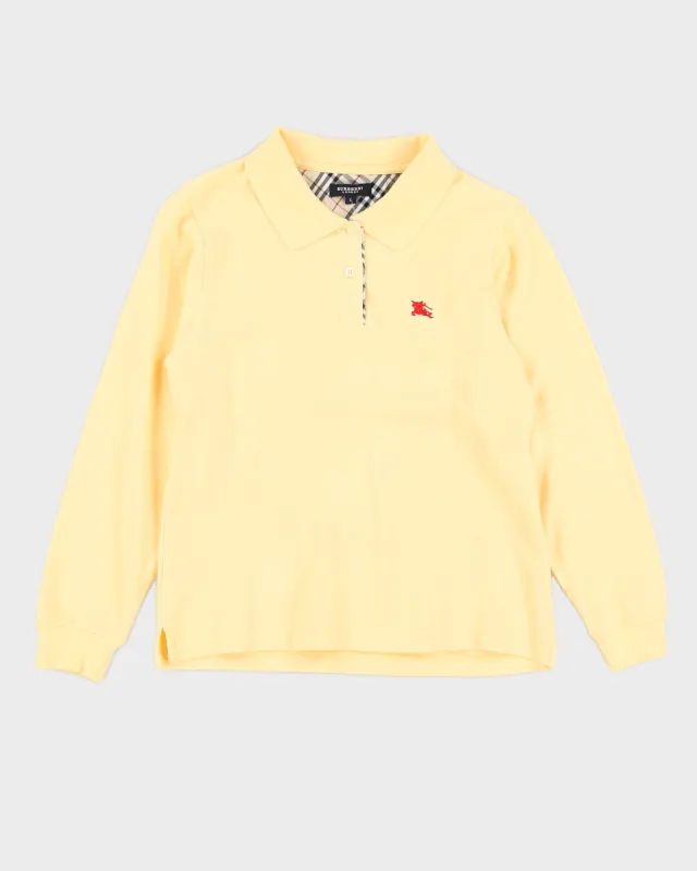 Youth Yellow Burberry Long Sleeve Polo Shirt sold by Rokit