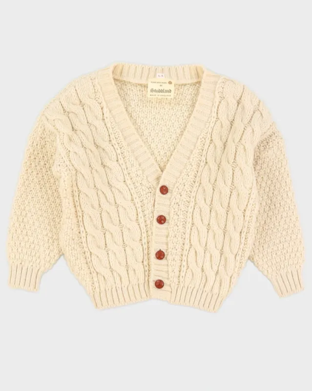 Vintage 1980s Cream Knitted Wool Cardigan sold by Rokit