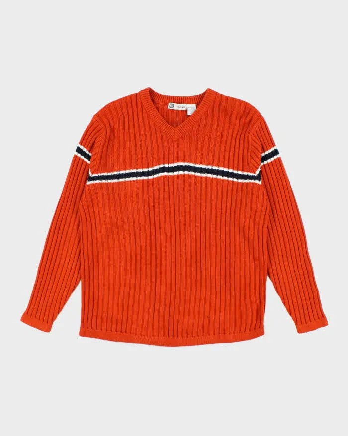 Vintage Motogear Orange V-Neck Knit Jumper - XL sold by Rokit
