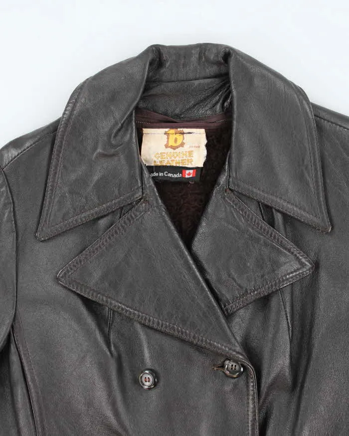 Vintage 70s Dark Brown Lined Leather Jacket - M sold by Rokit product image thumbnail 3