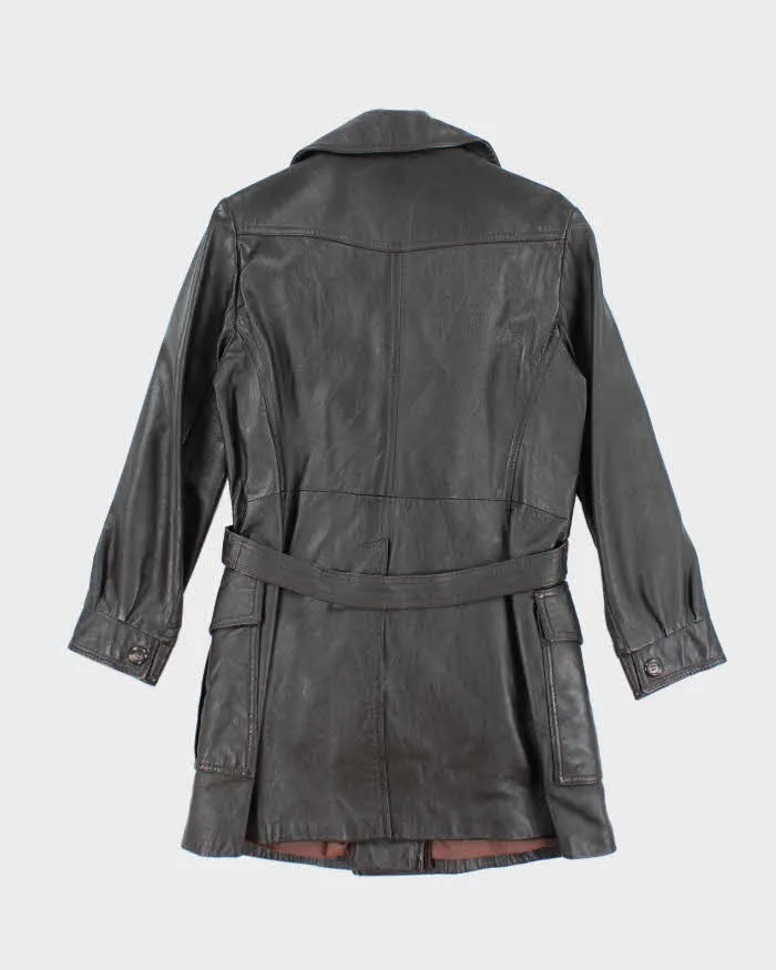 Vintage 70s Dark Brown Lined Leather Jacket - M sold by Rokit product image thumbnail 2