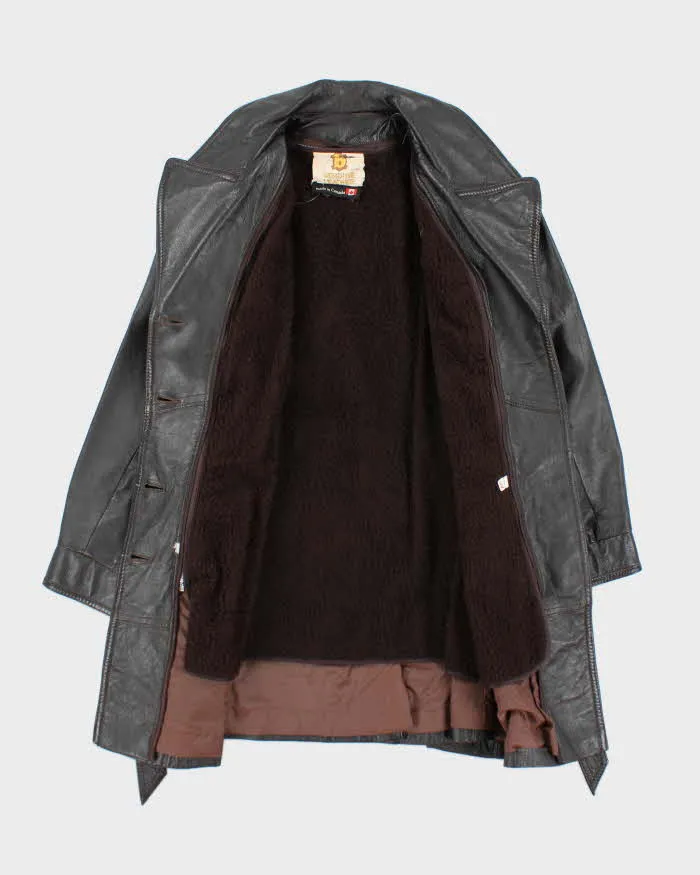 Vintage 70s Dark Brown Lined Leather Jacket - M sold by Rokit product image thumbnail 5