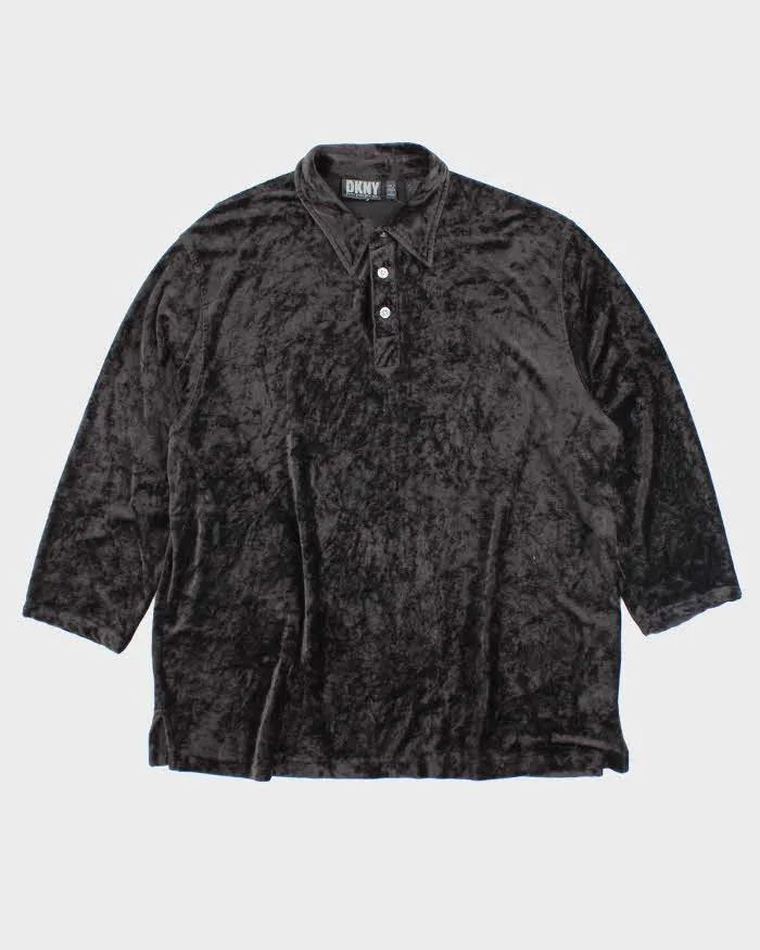 Vintage Y2k 00s DKNY Velour Oversized Blouse - XL sold by Rokit