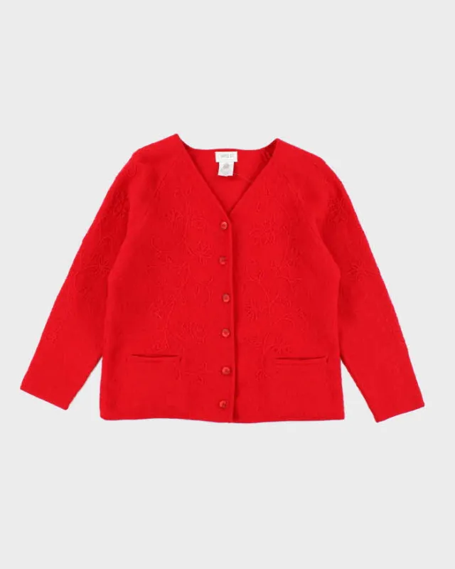 Vintage C Harris Red Wool Cardigan - L sold by Rokit