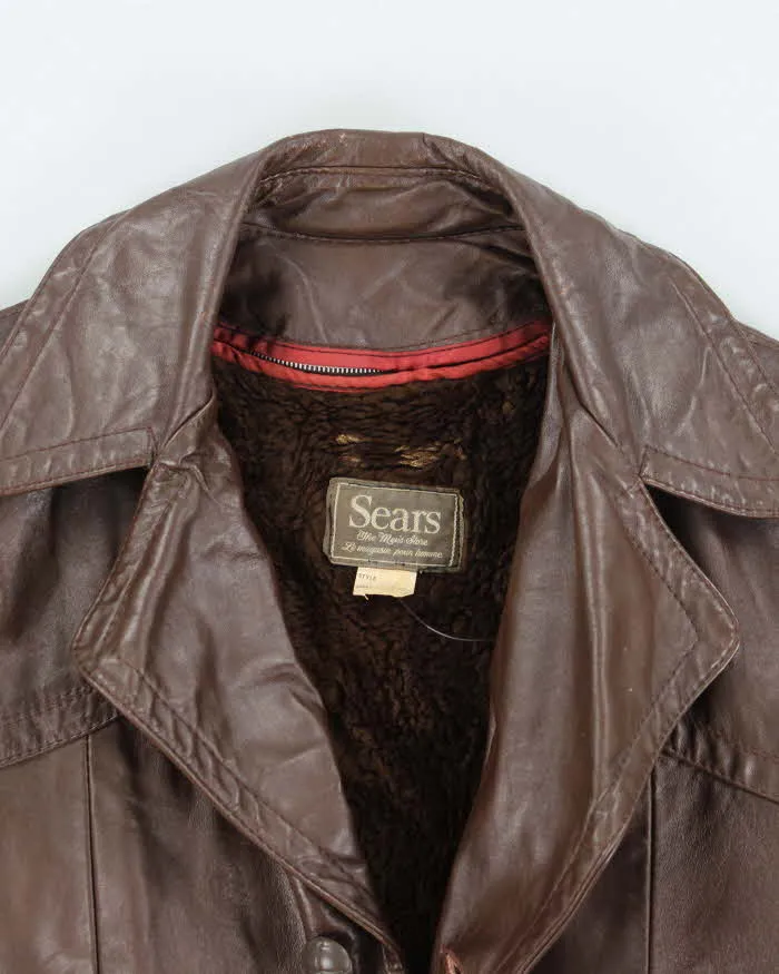Vintage 70's Sears Double Breasted Button Up Leather Jacket - M sold by Rokit product image thumbnail 3
