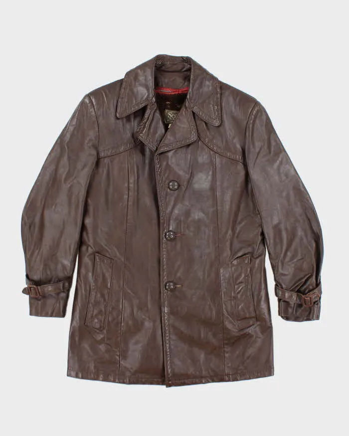 Vintage 70's Sears Double Breasted Button Up Leather Jacket - M sold by Rokit