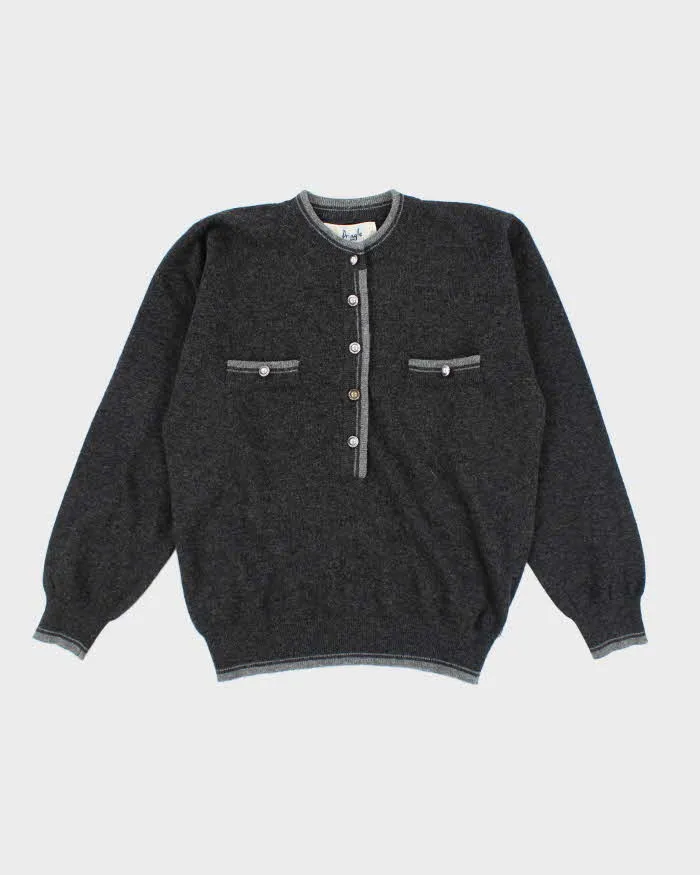 Vintage 70s Pringle Quarter Button Wool Jumper - M sold by Rokit