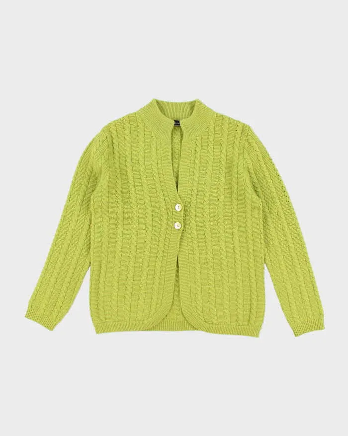 Vintage Aquasctum Green Angora & Wool Cardigan - L sold by Rokit
