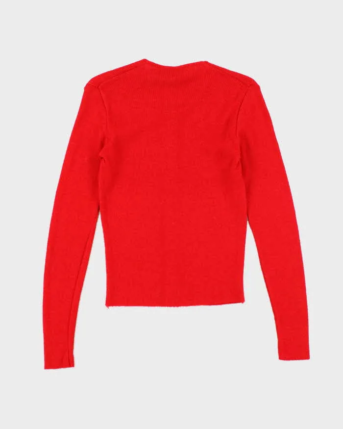 Deadstock Vintage 60s Benetton Red Cardigan - XS sold by Rokit product image thumbnail 2