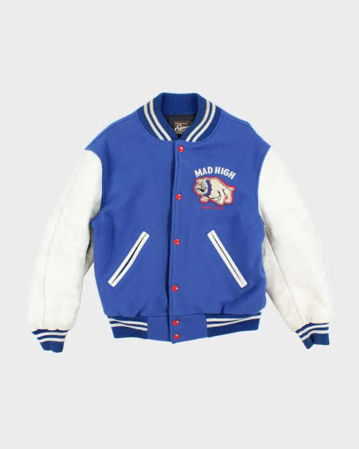 Vintage 70's Mad High Embroidered Heavyweight Leather Varsity Jacket - M sold by Rokit