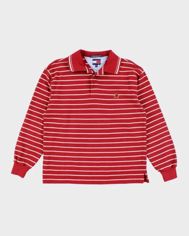 Vintage Y2K Tommy Hilfiger Striped Long-sleeved Polo Shirt - S sold by Rokit