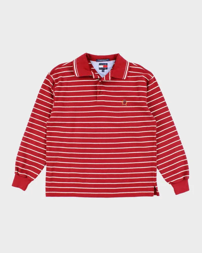 Vintage Y2K Tommy Hilfiger Striped Long-sleeved Polo Shirt - S sold by Rokit