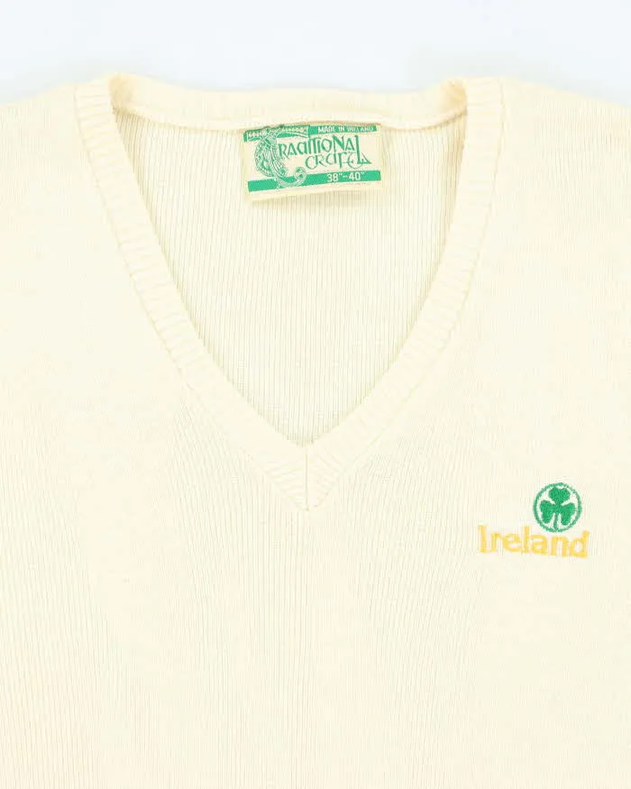 Vintage Traditional Craft Embroidered Shamrock V-Neck Knit Jumper - L sold by Rokit product image thumbnail 3