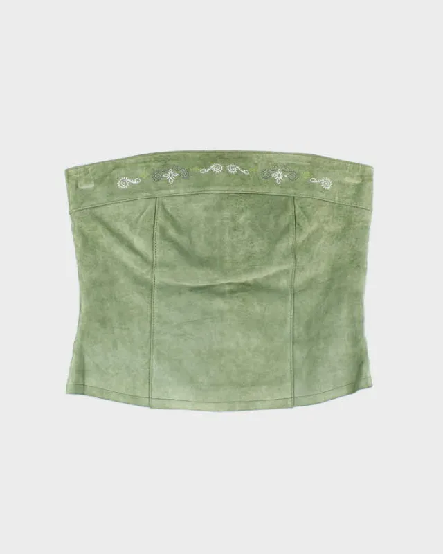 Vintage 90s Accomplice Green Embroidered Suede Top - S sold by Rokit