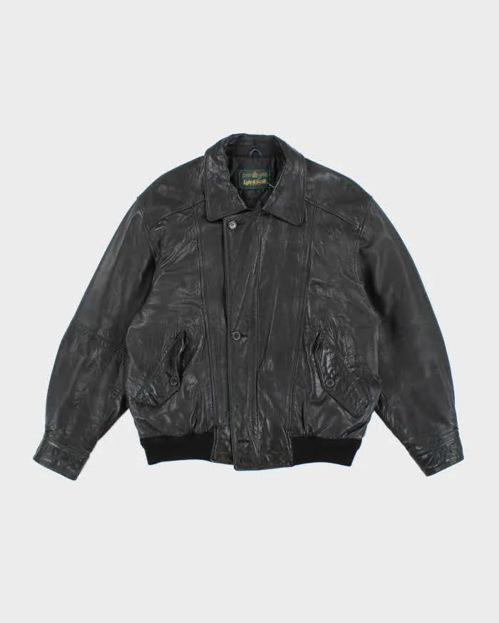 Vintage 80's Lyle & Scott Heavyweight Leather Bomber Jacket - M sold by Rokit