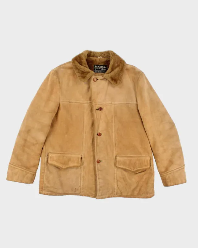 Vintage 70's Sears Sherpa Lined Heavyweight Button Up Suede Jacket - L sold by Rokit