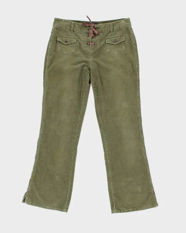 Vintage 90s Route 66 Green Lace-Up Cord Trousers - W33 L31 sold by Rokit