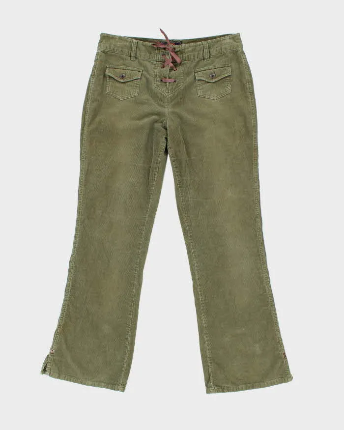 Vintage 90s Route 66 Green Lace-Up Cord Trousers - W33 L31 sold by Rokit