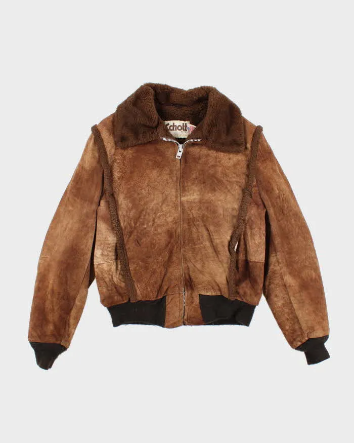 Vintage 80s Schott Suede Bomber Jacket - M sold by Rokit