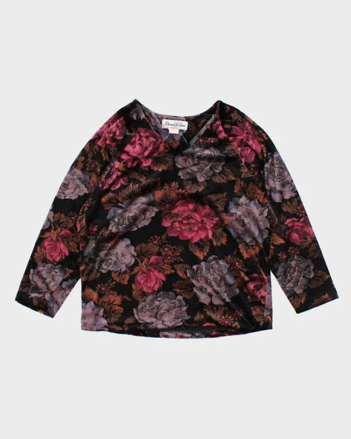 Vintage 90s Diamond Lea Gown Floral Velvet Top - XL sold by Rokit
