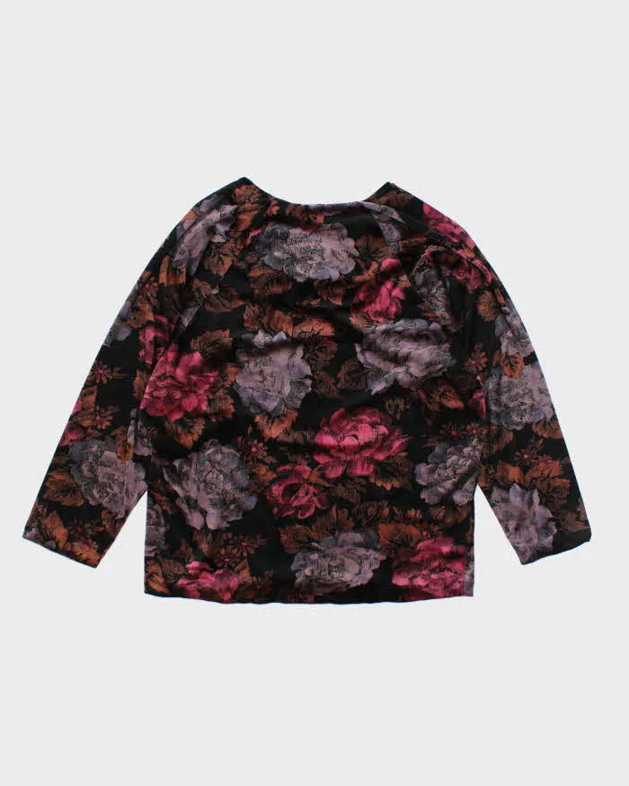 Vintage 90s Diamond Lea Gown Floral Velvet Top - XL sold by Rokit product image thumbnail 2