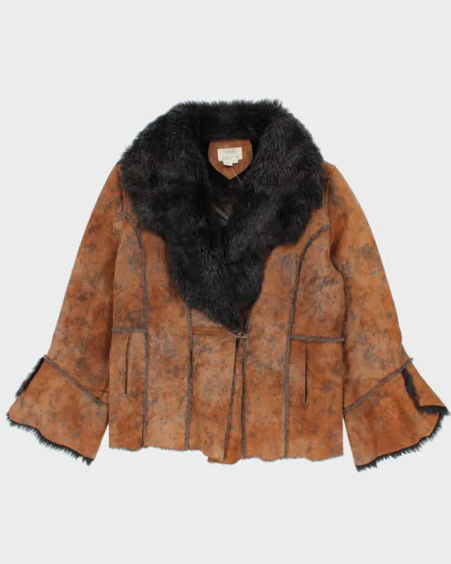 Vintage Novelti Faux Suede Fur Lined Coat - L sold by Rokit