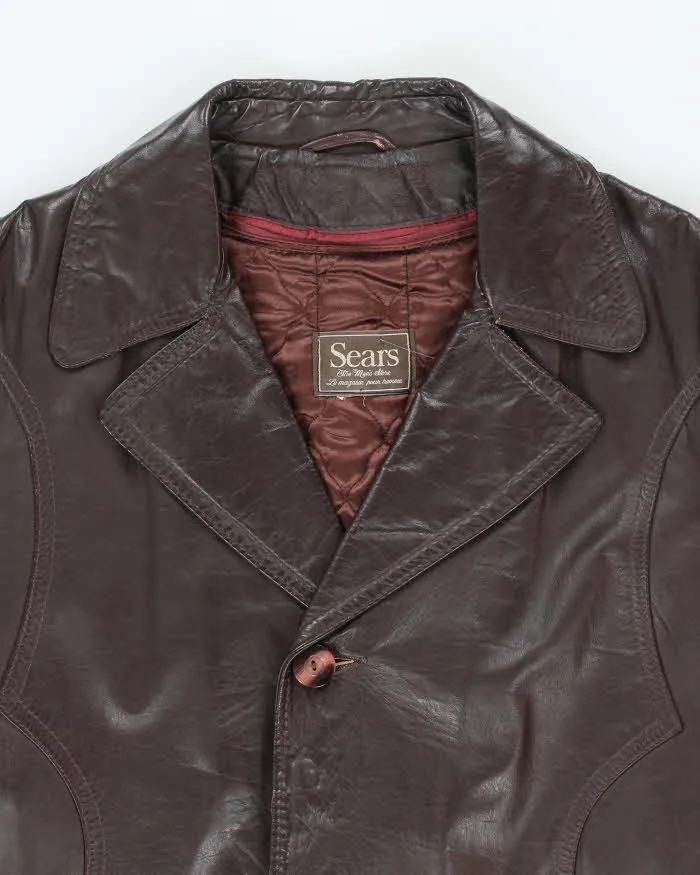 Vintage 70's Sears Button Up Double Breasted Leather Jacket - L sold by Rokit product image thumbnail 3