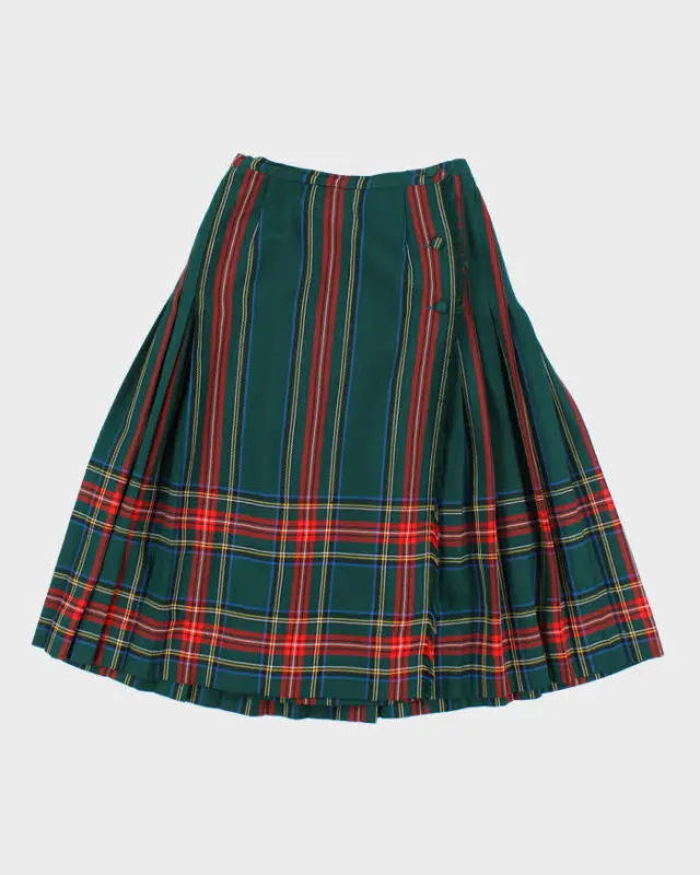 Vintage Aljean Wool Striped & Checked Skirt - XS sold by Rokit