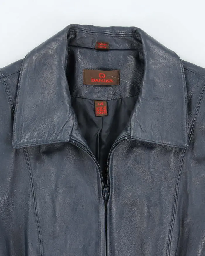 Vintage Danier Blue Leather Jacket - L sold by Rokit product image thumbnail 3