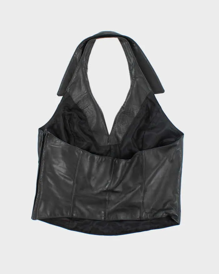 Vintage 90s Danier Black Leather Halter Neck Top - M sold by Rokit product image thumbnail 2