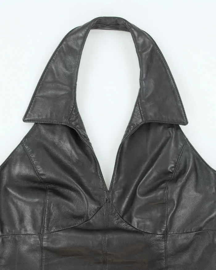 Vintage 90s Danier Black Leather Halter Neck Top - M sold by Rokit product image thumbnail 4