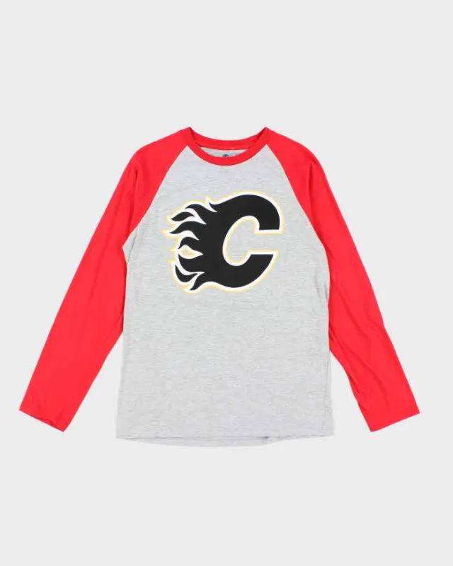 NHL Official Merchandise Calgary Flames Baseball Long-sleeve T-Shirt - S sold by Rokit