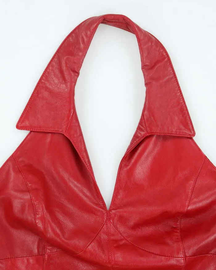 Vintage 90s Danier Red Leather Halter Neck Top - M sold by Rokit product image thumbnail 4