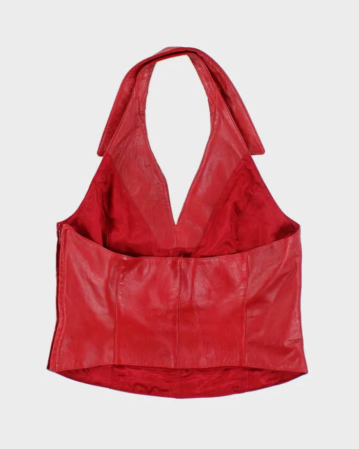Vintage 90s Danier Red Leather Halter Neck Top - M sold by Rokit product image thumbnail 2