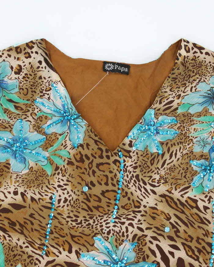 Vintage Y2k 00s Papa Leopard Print Beaded Top - L sold by Rokit product image thumbnail 3