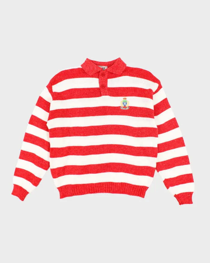 Vintage Lucky Striped Collared Jumper - L sold by Rokit