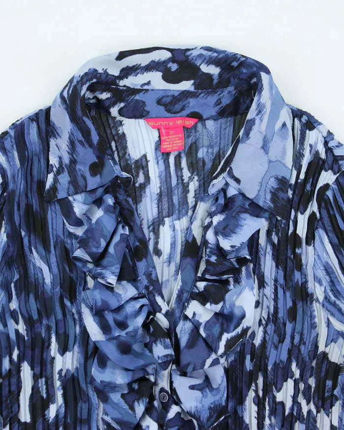 Vintage Y2k 00s Sunny Leigh Blue Ruffle Pleated Blouse - XL sold by Rokit product image thumbnail 3