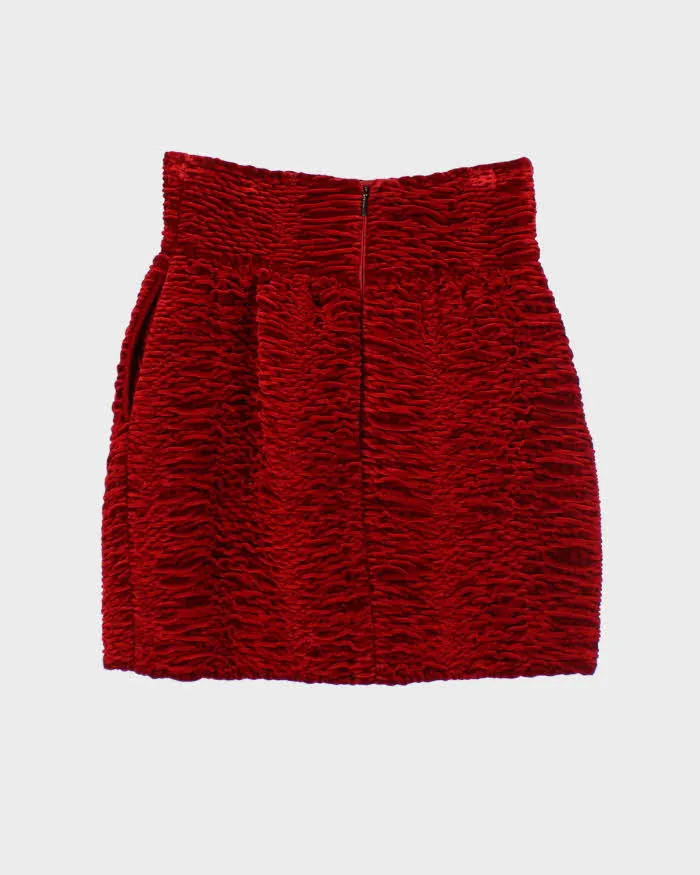 Vintage Saint Laurent Red Velvet Textured Skirt - XS sold by Rokit product image thumbnail 2