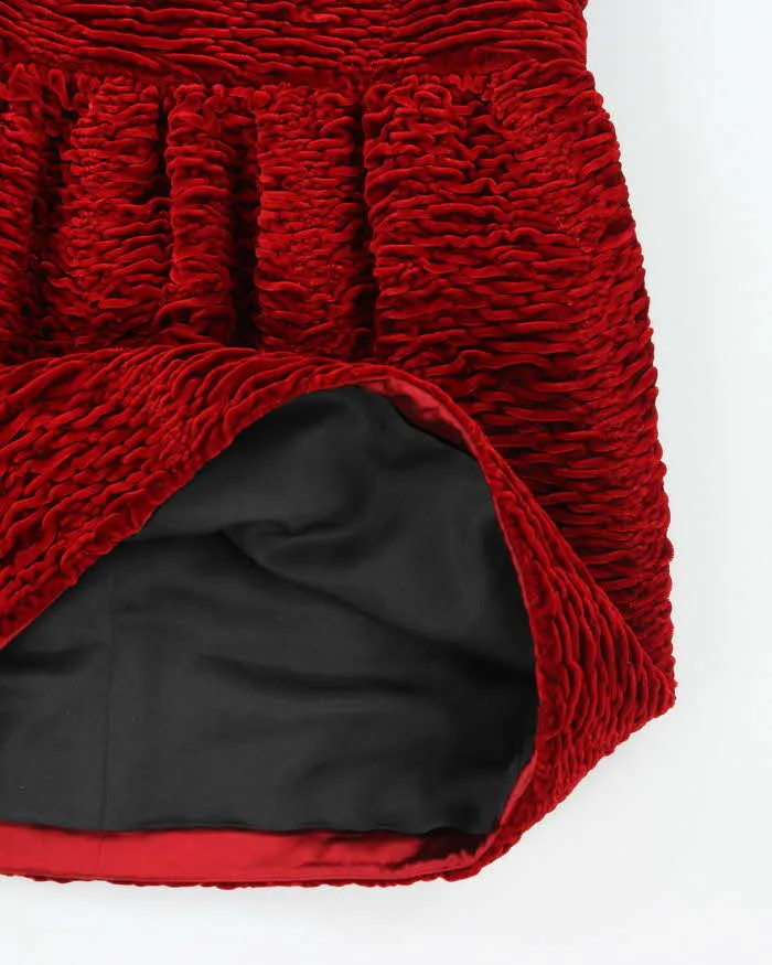 Vintage Saint Laurent Red Velvet Textured Skirt - XS sold by Rokit product image thumbnail 4