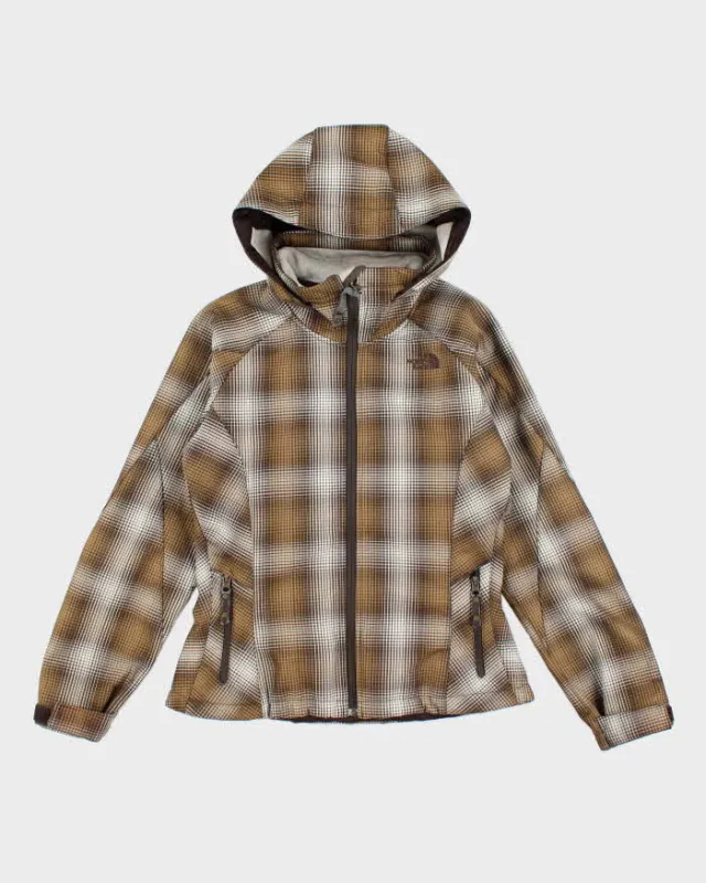 The North Face Brown Checked Hooded Lined Waterproof Jacket - S sold by Rokit