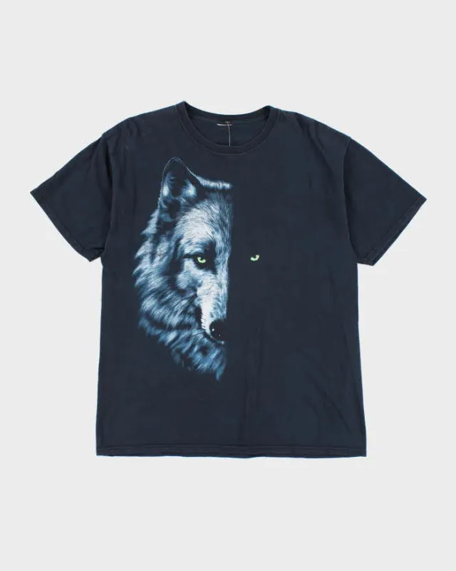 Vintage 2000's Wolf Split Face Graphic T-Shirt - L sold by Rokit
