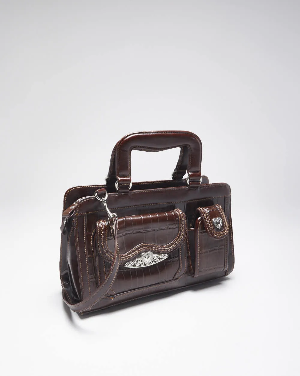 Vintage Brown Leather Shoulder Bag sold by Rokit